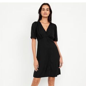 Old Navy Black Puff Sleeve Midi Sheath Dress